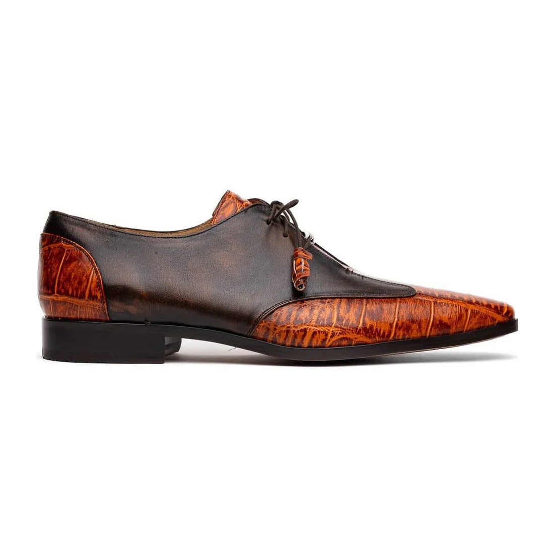 Marco Di Milano Anzio Exotic Alligator & Calfskin Leather Brandy Oxfords - 6