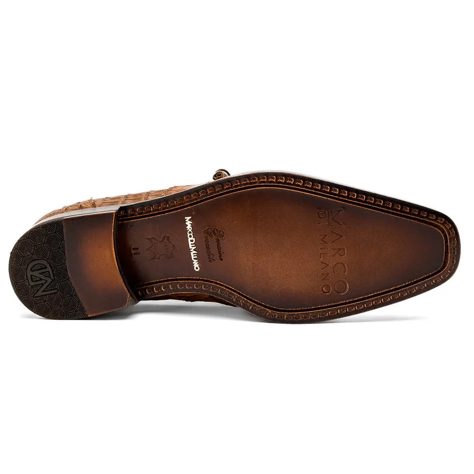 Marco Di Milano Lacio Men's Shoes Bay Apache Brown Genuine Caiman Crocodile Dress Derby Oxfords - 8