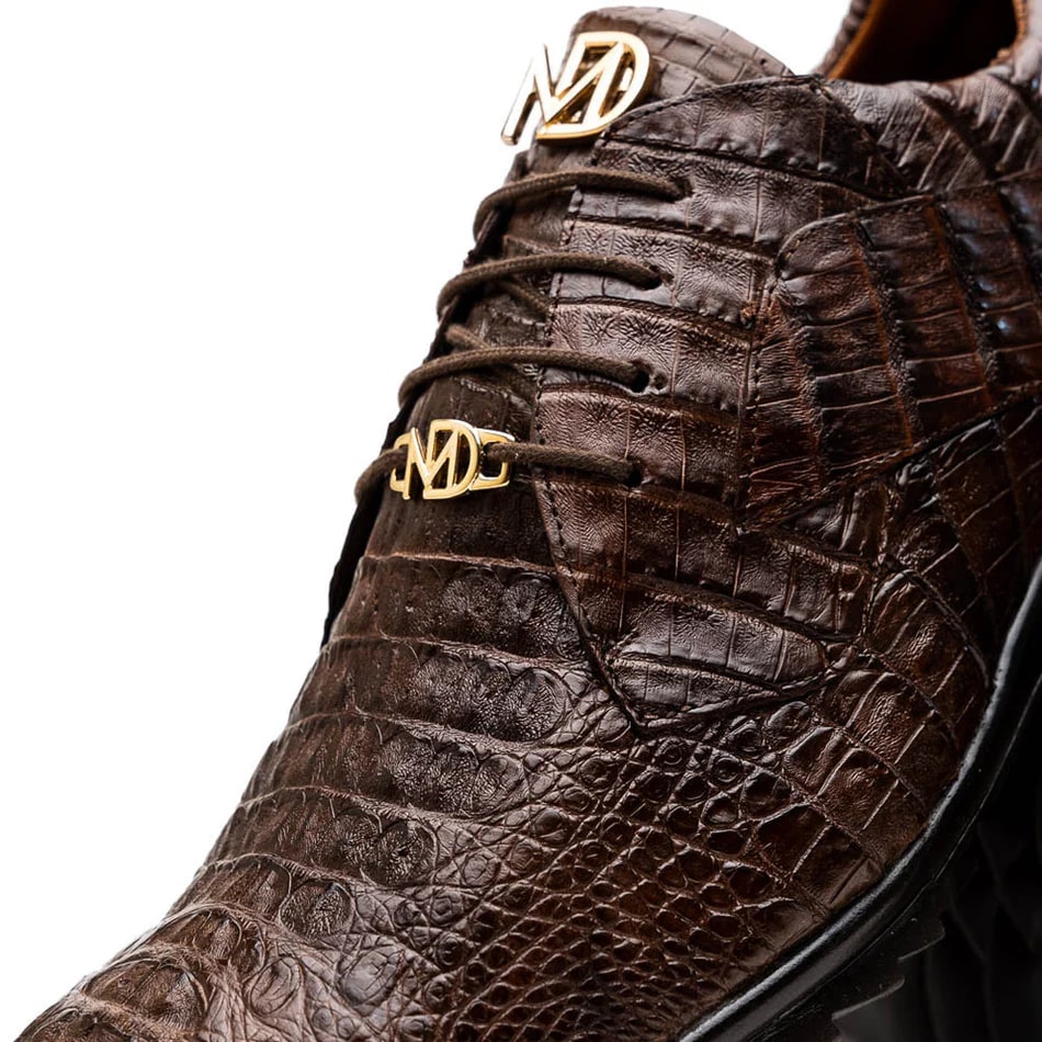 Marco Di Milano Kratos Men's Shoes Brown Exotic Caiman Crocodile Sport Sneakers - 6