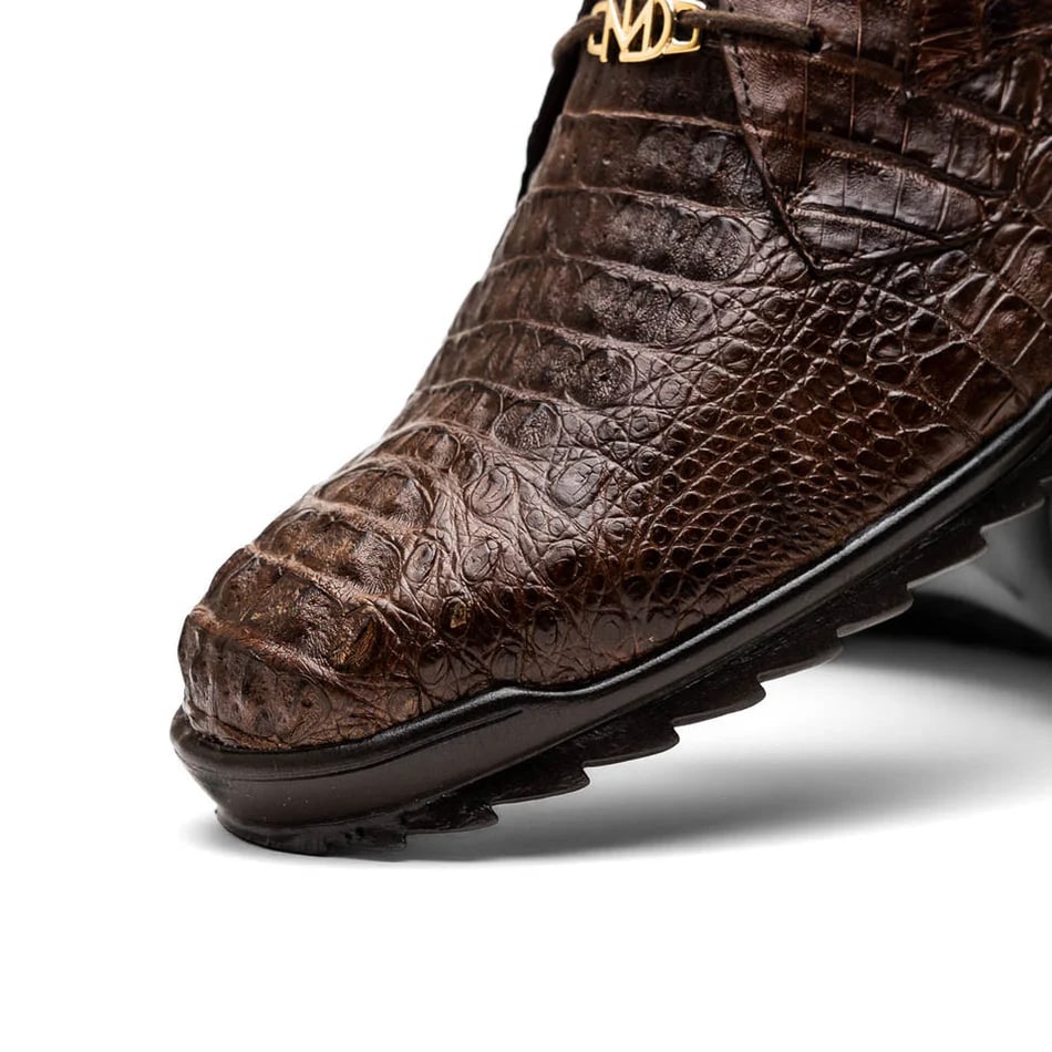 Marco Di Milano Kratos Men's Shoes Brown Exotic Caiman Crocodile Sport Sneakers - 7