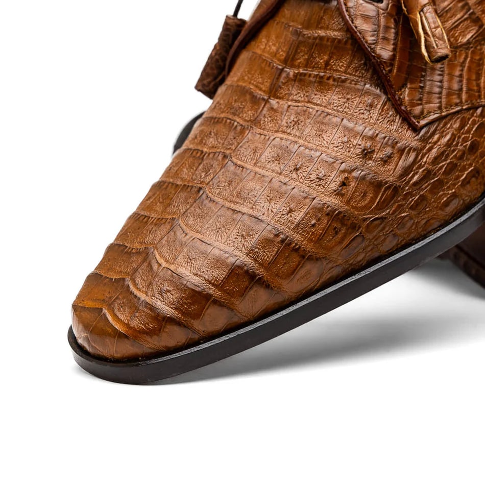 Marco Di Milano Lacio Men's Shoes Bay Apache Brown Genuine Caiman Crocodile Dress Derby Oxfords - 6