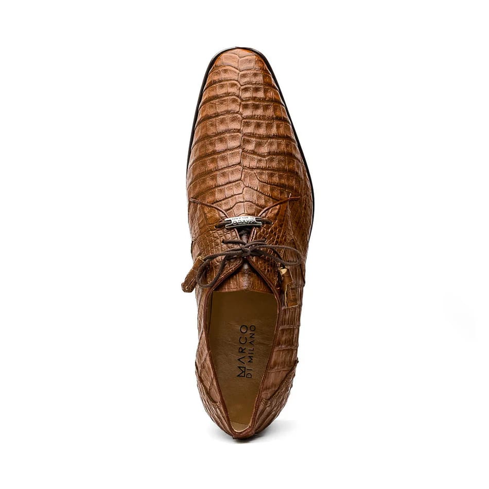 Marco Di Milano Lacio Men's Shoes Bay Apache Brown Genuine Caiman Crocodile Dress Derby Oxfords - 8