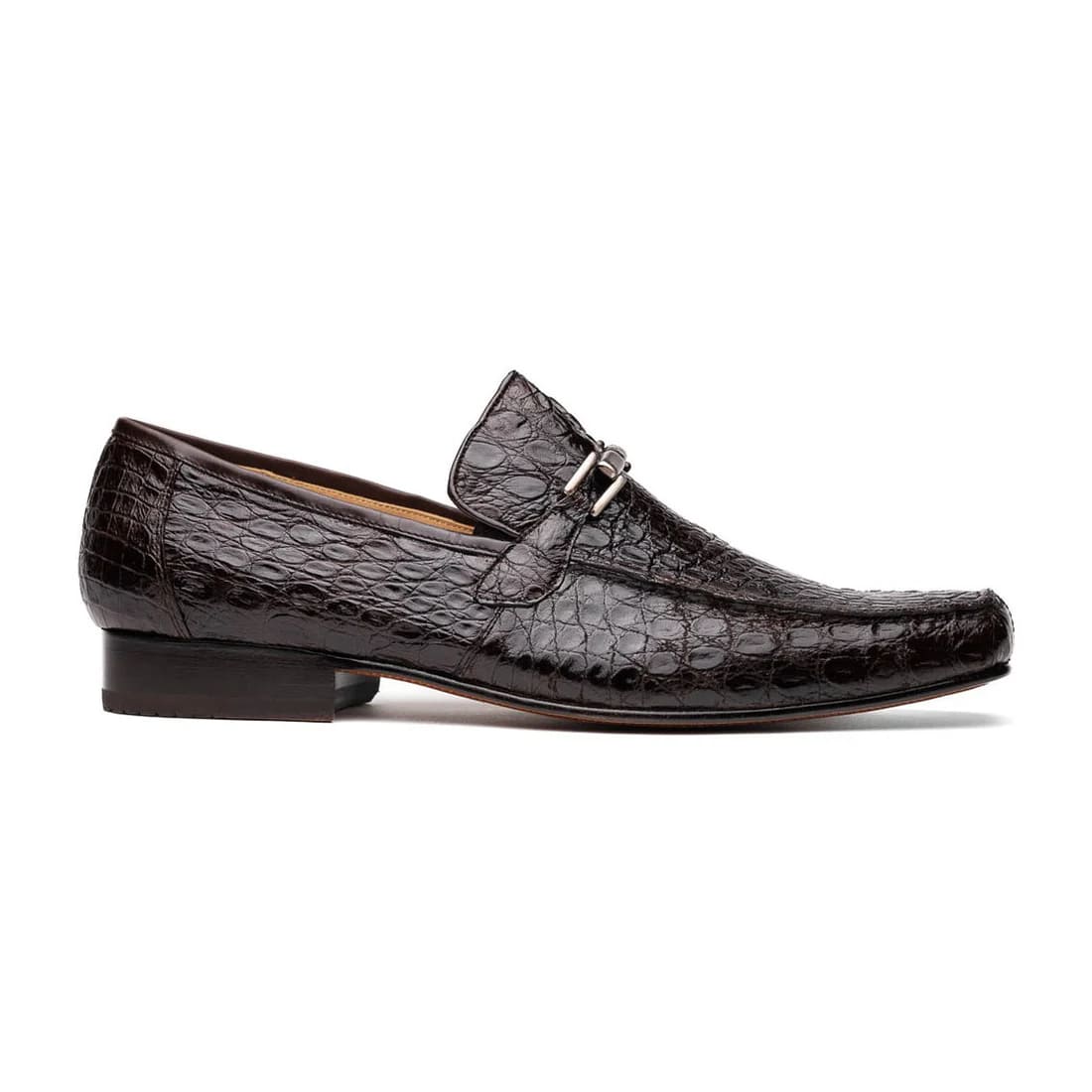 Marco Di Milano Fabro Men's Shoes Brown Exotic Crocodile Horsebit Loafers - 6