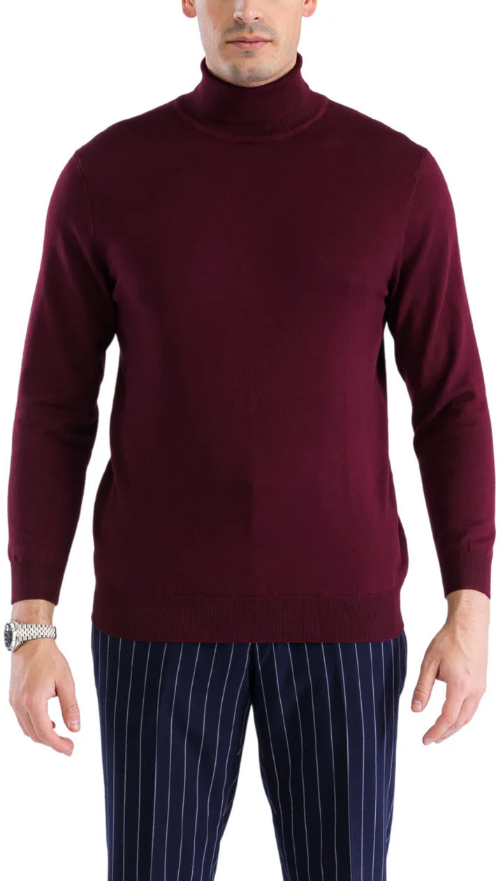 MENS BURGUNDY PULLOVER TURTLENECK SWEATER - SMALL