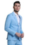 Cheap Priced Suit- Men's Two Button Peak Lapel Summer Linen Style Beach Wedding Baby Blue Suit
