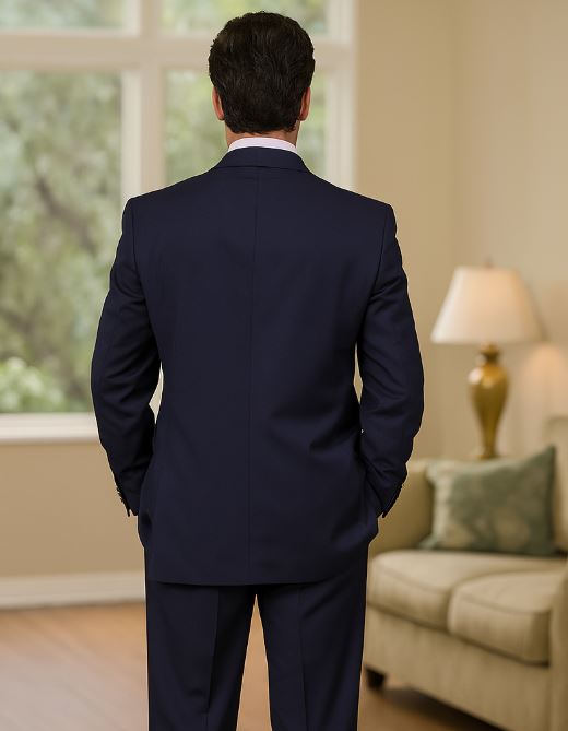 Classic Fit - Navy Suit - Three Button Vested Suit - Athletic Fit - 36 Regular Jacket+30 Waist Adjustable 26to32)Height: 5'7"-6')(Neck: 14.5-16:S)