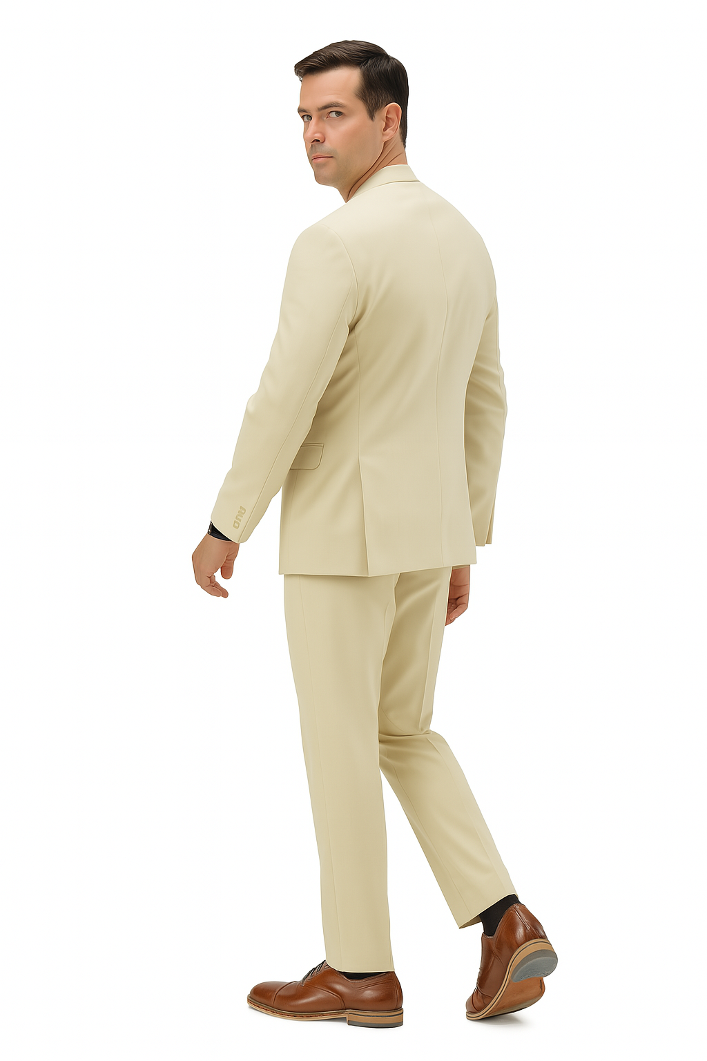 Mens Two Piece Linen Suit Relaxed Hybrid Fit No Collar - 34 Short or Extra Small