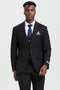 Cheap Priced Suit- Men's Two Button Vested Stacy Adams Designer Basic Black Suit