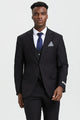 Cheap Suit - Men's Two Button Vested Stacy Adams Designer Basic Black Suit