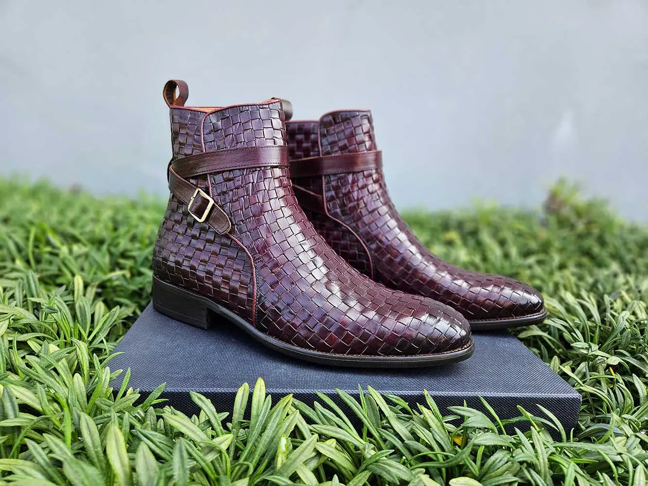 Basket Weave Calfskin Buckle Boot - 7.5