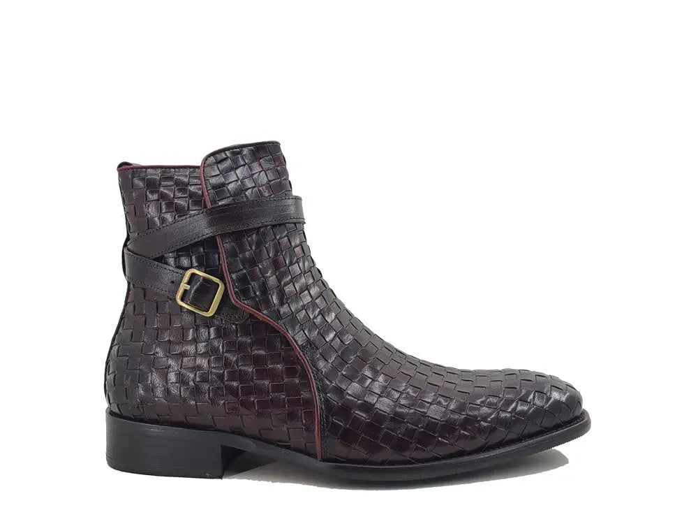 Basket Weave Calfskin Buckle Boot - 8