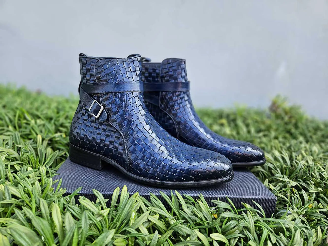 Basket Weave Calfskin Buckle Boot - 8