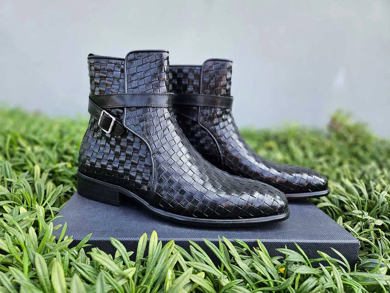 Basket Weave Calfskin Buckle Boot - 7.5