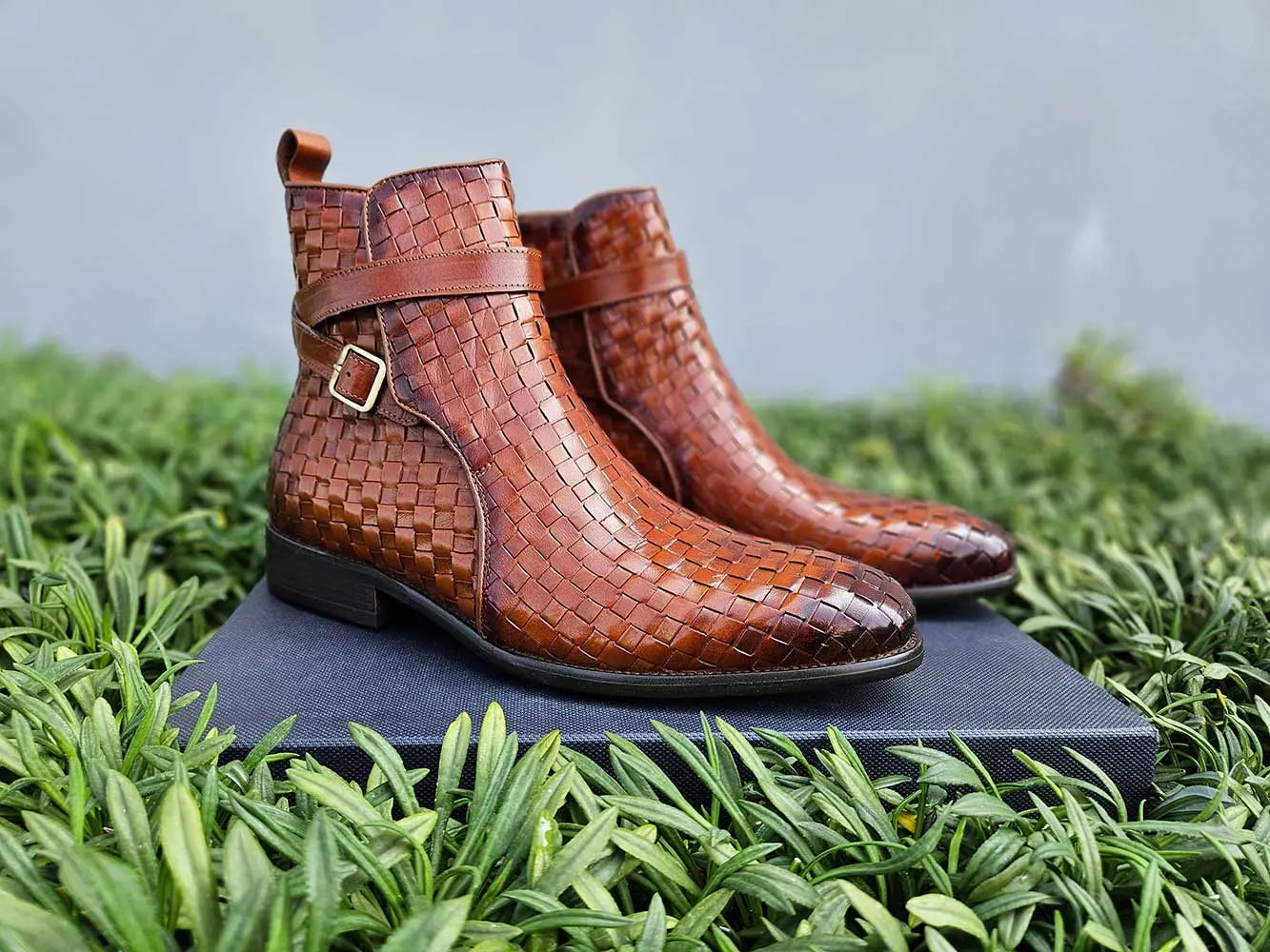 Basket Weave Calfskin Buckle Boot - 7.5