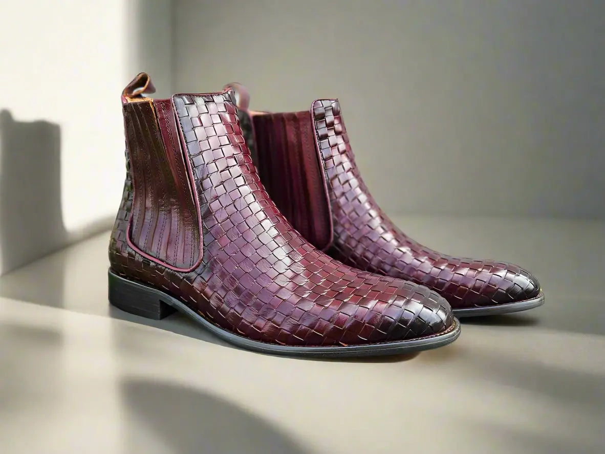 Basket Weave Leather Chelsea Boot - 7.5