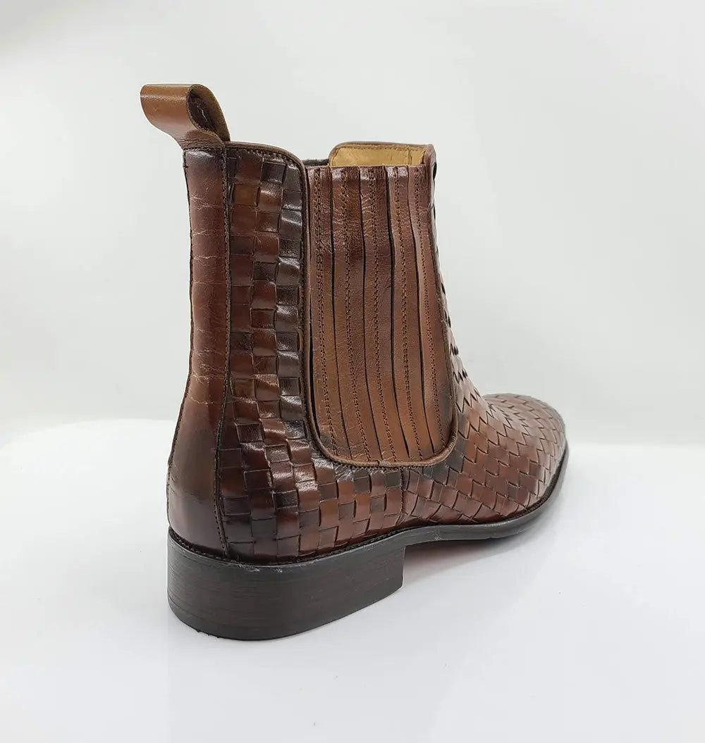 Basket Weave Leather Chelsea Boot - 7.5