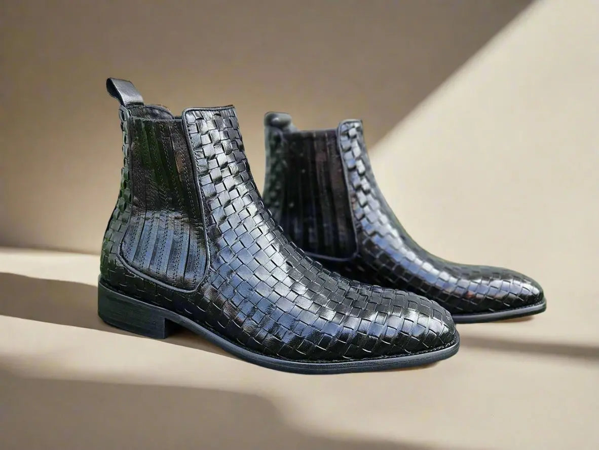 Basket Weave Leather Chelsea Boot - 7.5