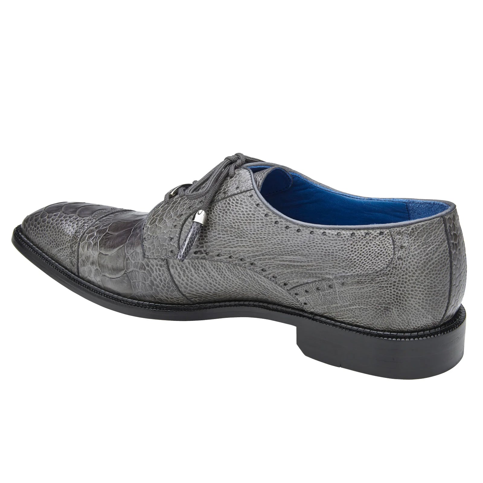 Men's Belvedere Batta Cap Toe Ostrich Dress Shoe in Grey - 10-M