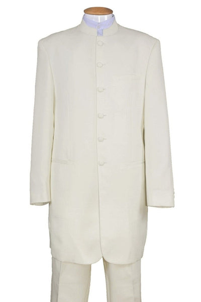 "Ivory Zoot homecoming  Suit Tuxedo with Long Mandarin Collar for Men"