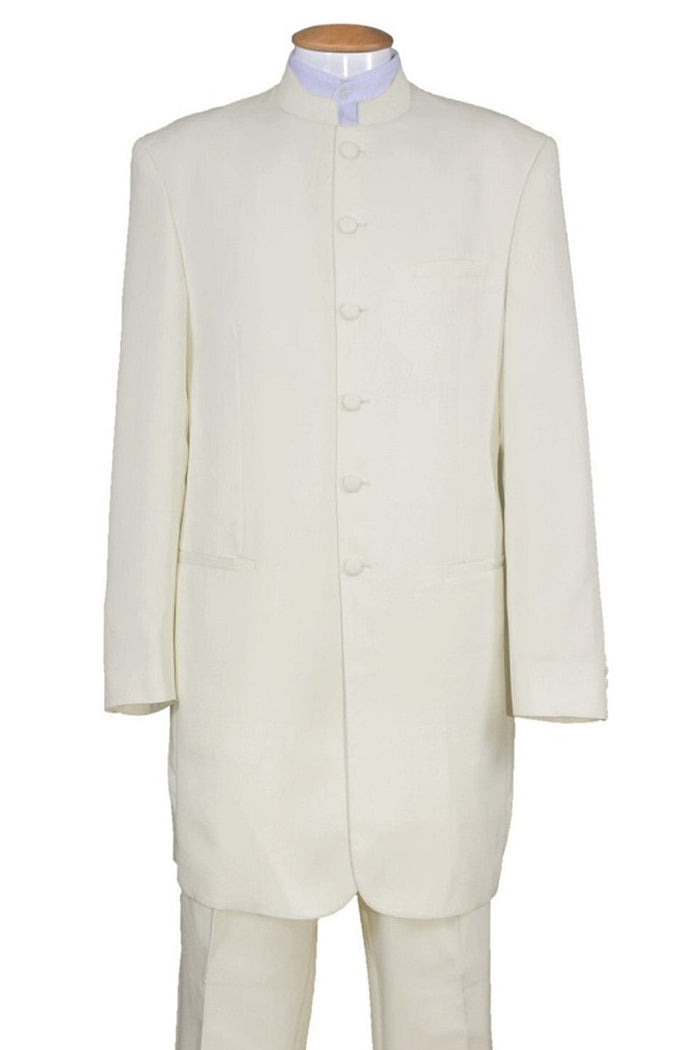 "Ivory Zoot homecoming  Suit Tuxedo with Long Mandarin Collar for Men"