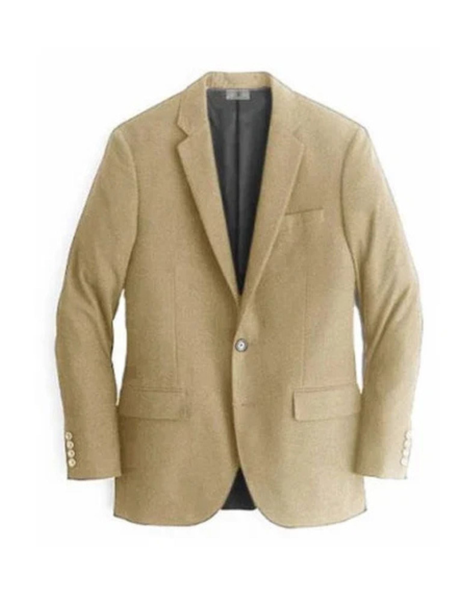Beige Mens Winter Blazer Cashmere-Wool Fabric Sport Coat - S
