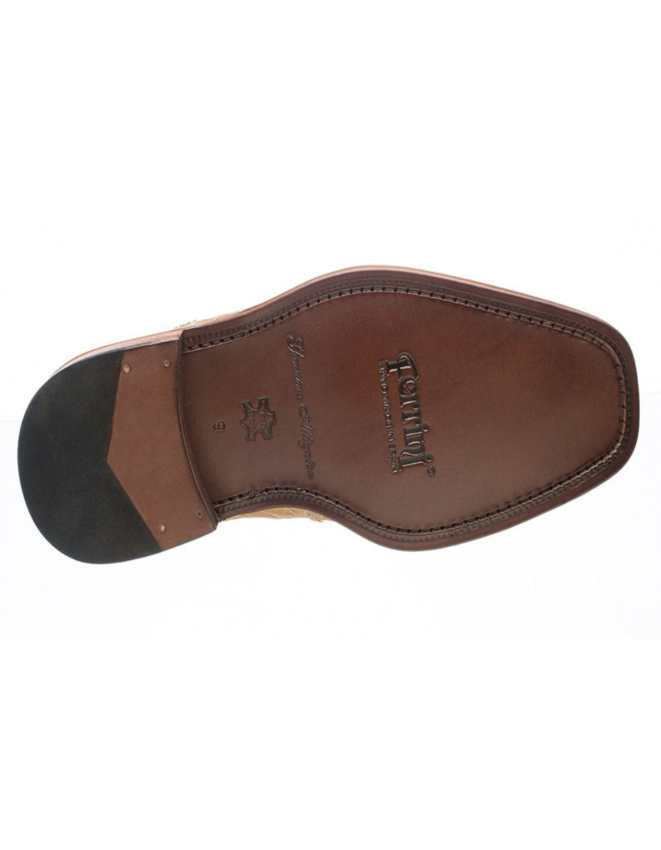 Ferrini Shoes - Mens Alligator Dress Shoe - Ferrini 205 Belly Alligator Plain Toe Shoes Beige - 9.5M