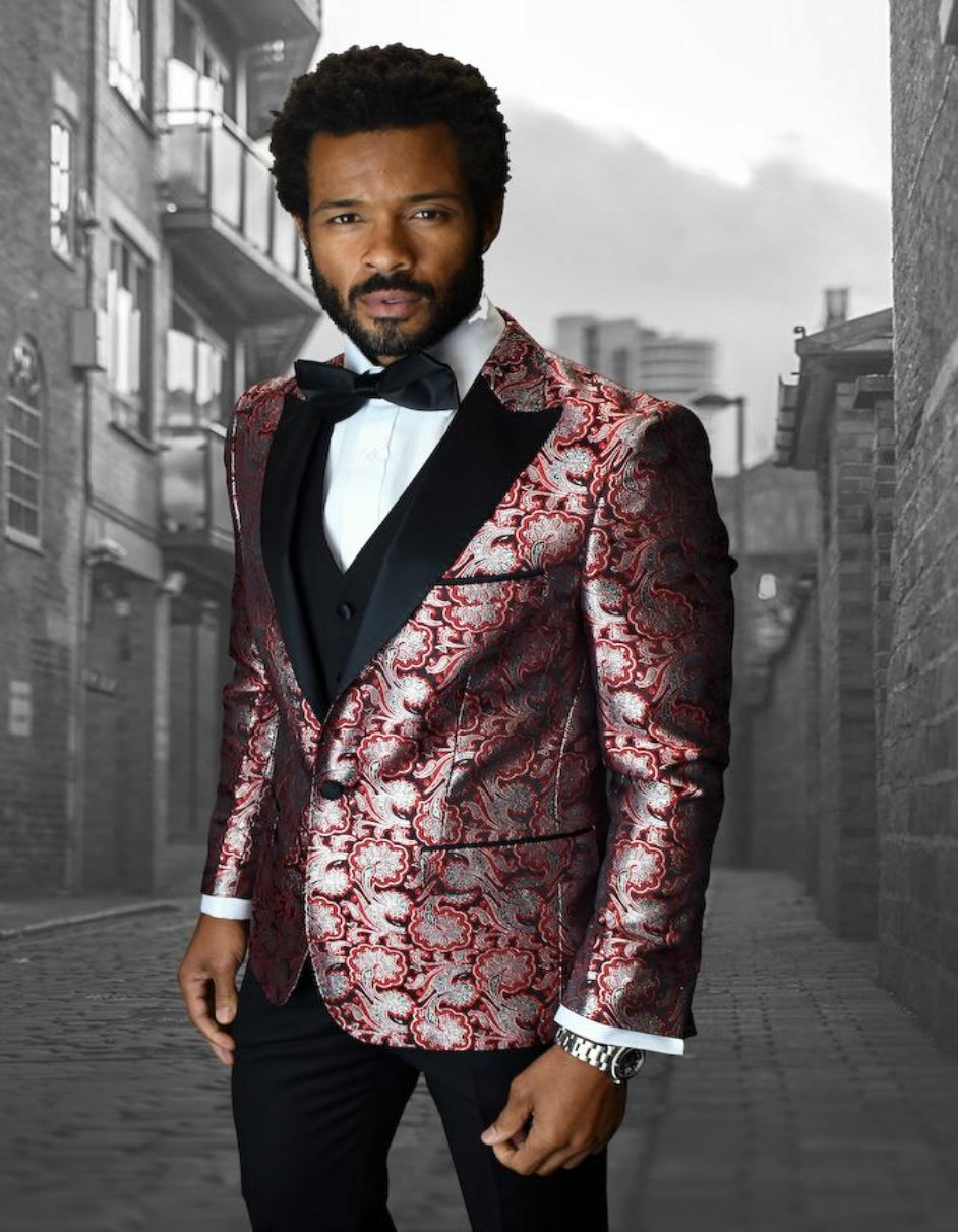 Bellagio IV Red One Button Four Piece Set Peak Tuxedo