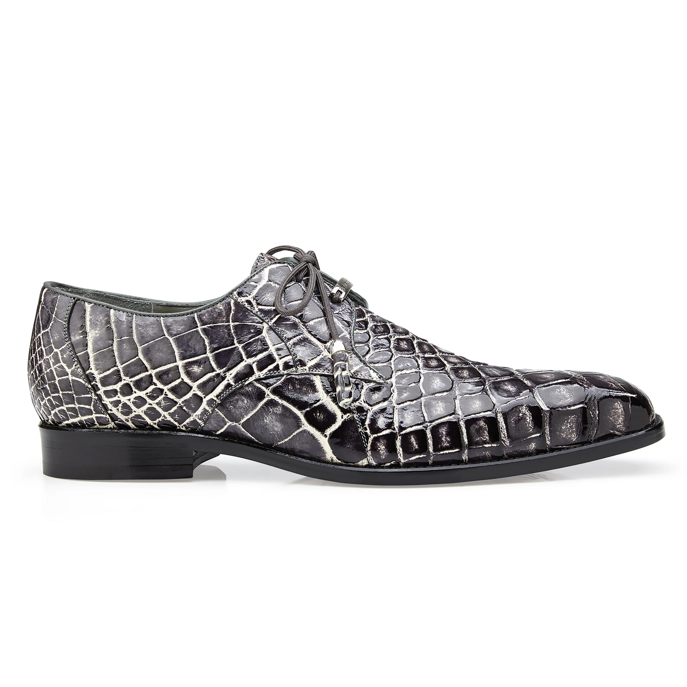 Mens Belvedere Alfred Alligator Derby Dress Shoe in Black - 9