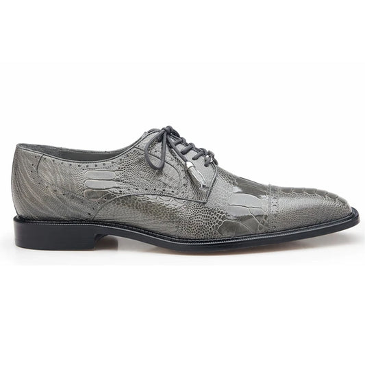 Mens Belvedere Batta Ostrich Cap Toe Derby Dress Shoe in Grey