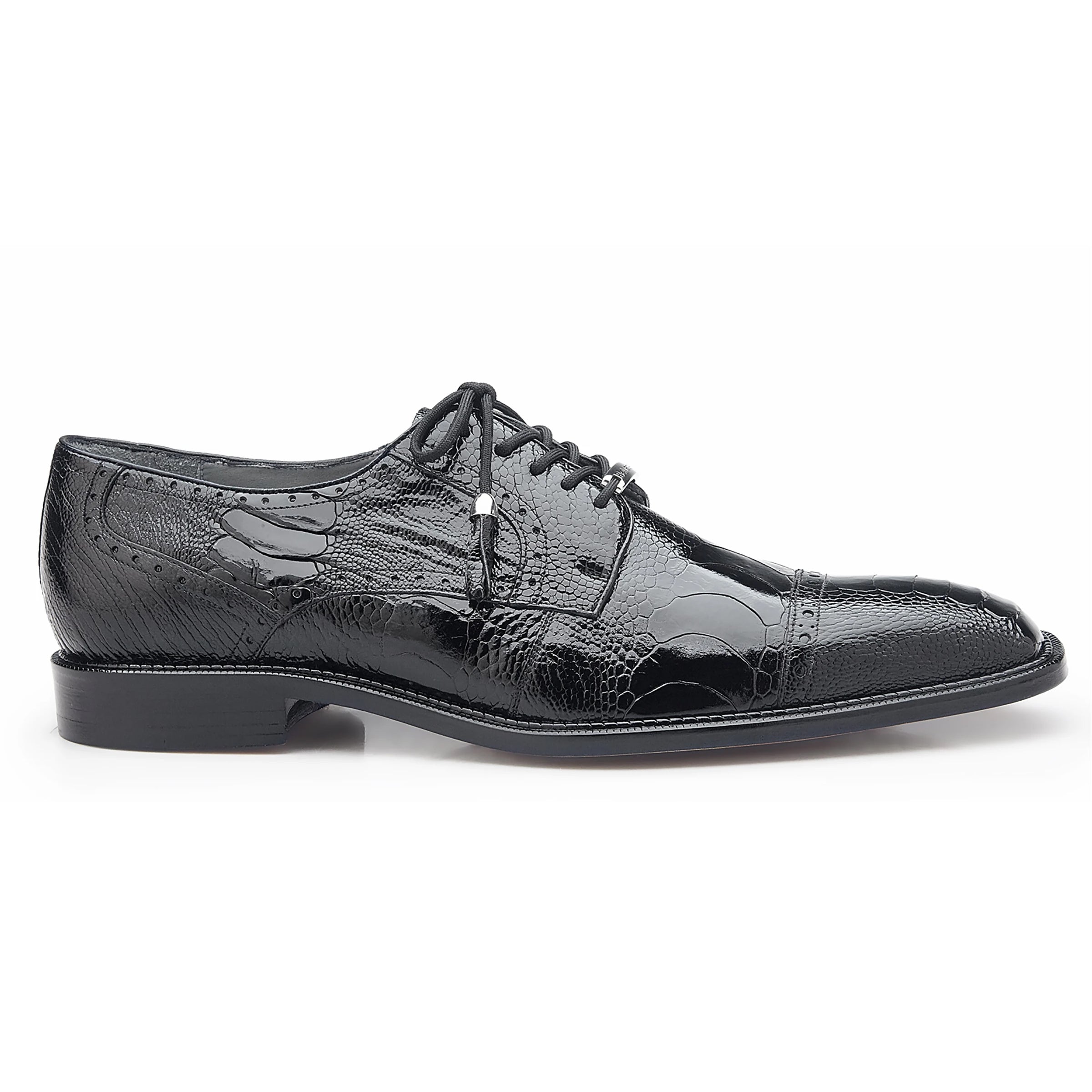 Mens Belvedere Batta Ostrich Cap Toe Derby Dress Shoe in Black - 9