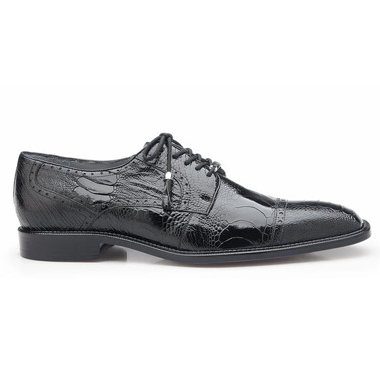 Mens Belvedere Batta Ostrich Cap Toe Derby Dress Shoe in Black