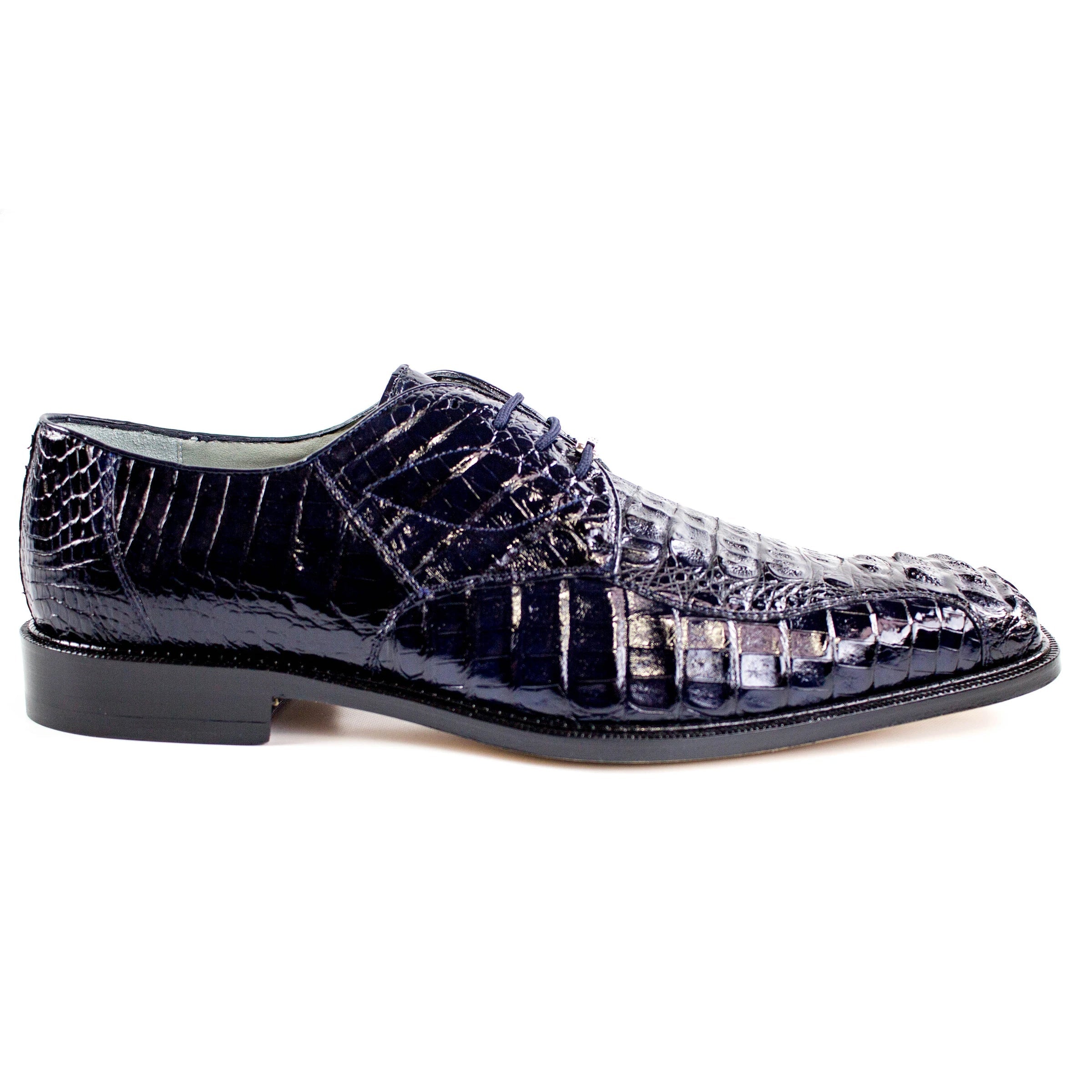 Mens Belvedere Chapo Caiman Crocodile Hornback Dress Shoe in Black - 9.5