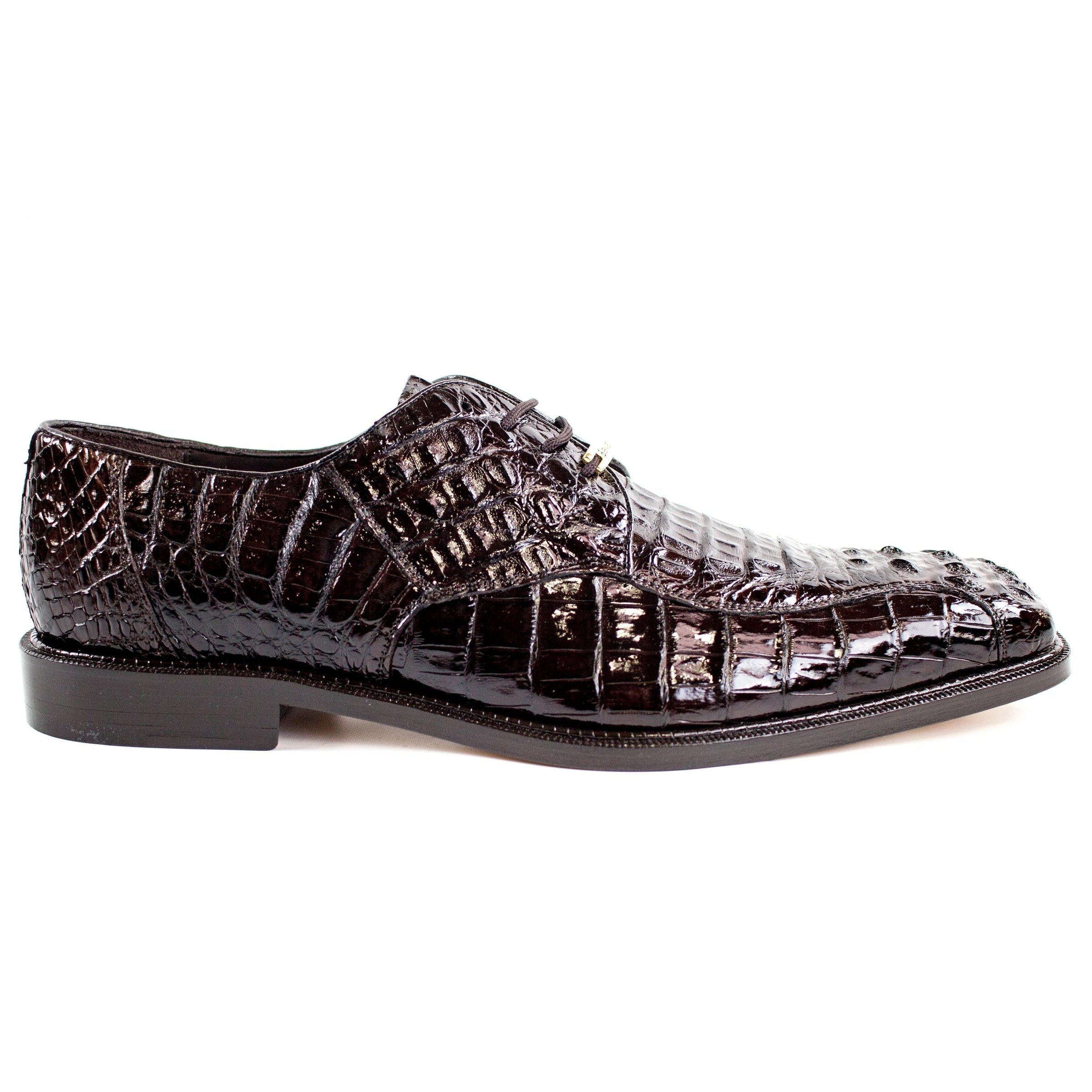 Mens Belvedere Chapo Caiman Crocodile Hornback Dress Shoe in Brown - 14
