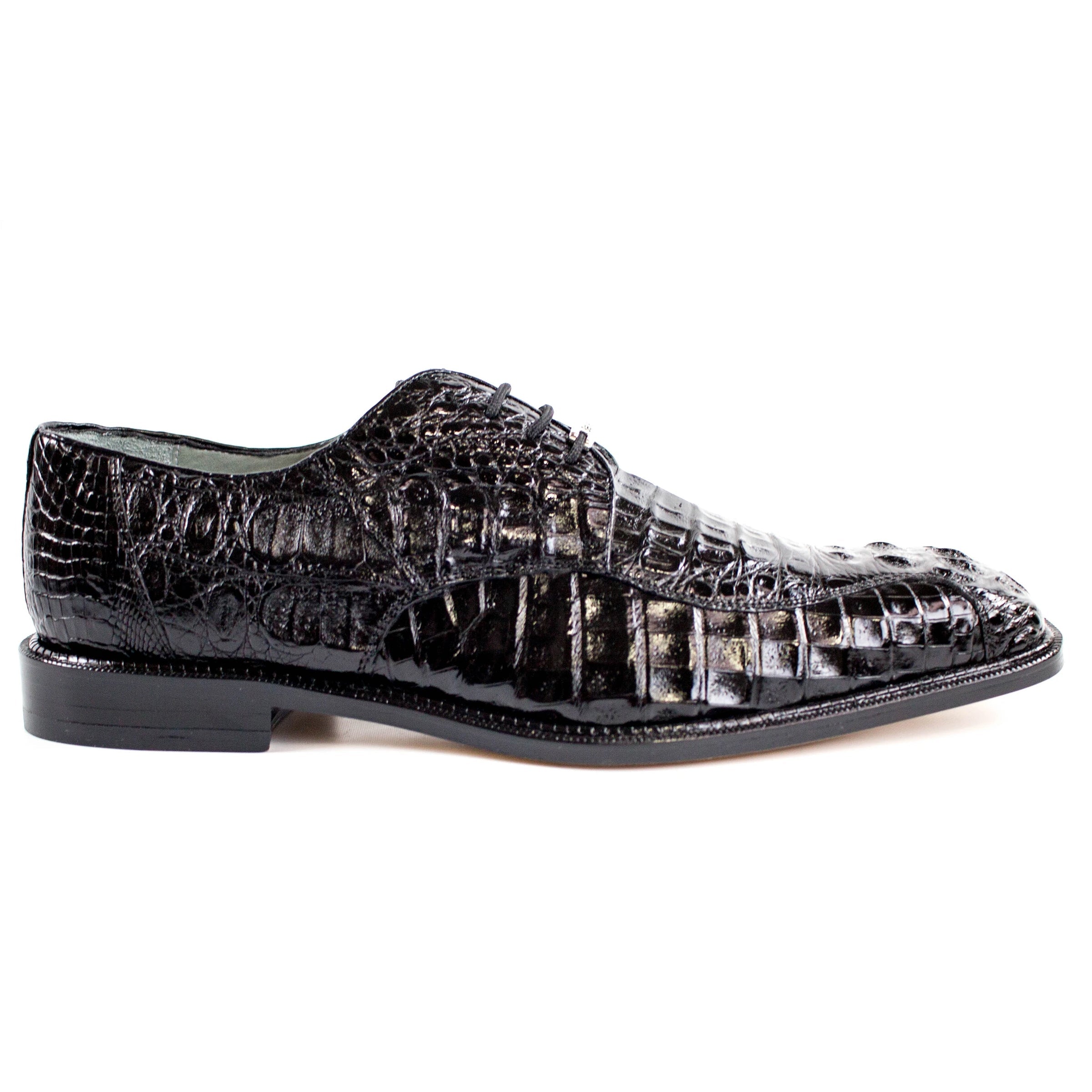 Mens Belvedere Chapo Caiman Crocodile Hornback Dress Shoe in Black - 9