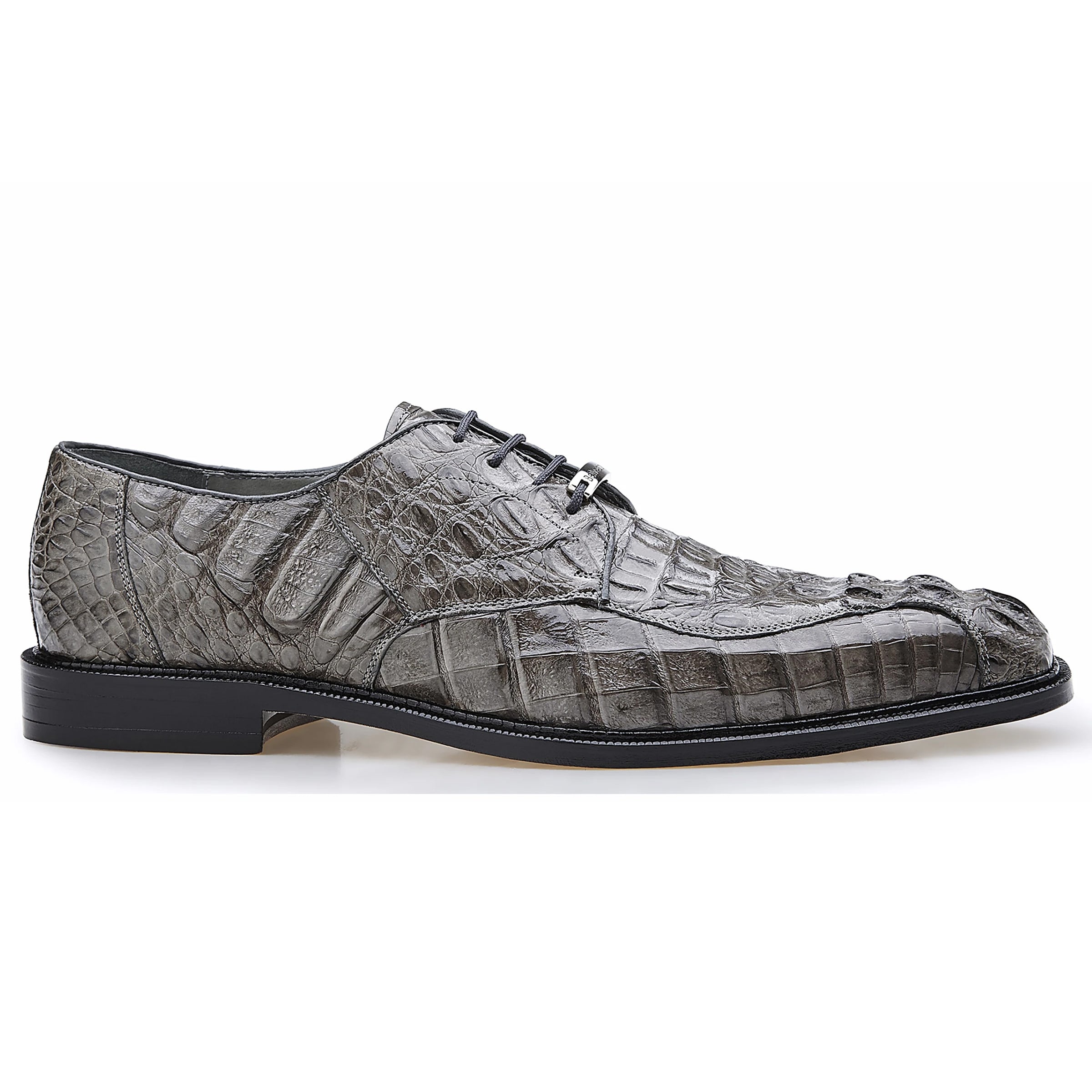 Mens Belvedere Chapo Caiman Crocodile Hornback Dress Shoe in Grey - 10