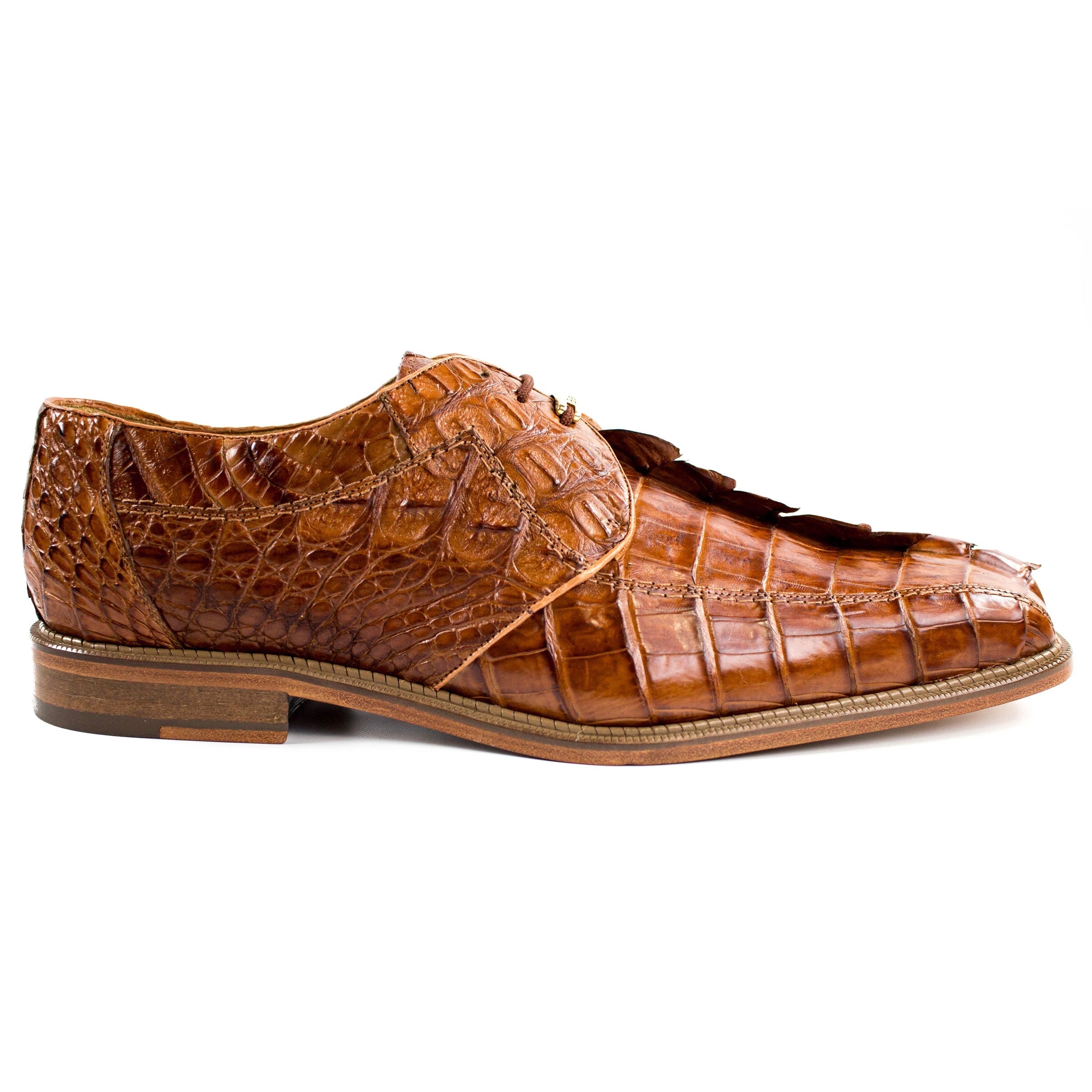 Mens Mezlan Prague Double Monk Strap Caiman Crocodile Dress Shoe in Cognac - 8 Standard / D / Medium