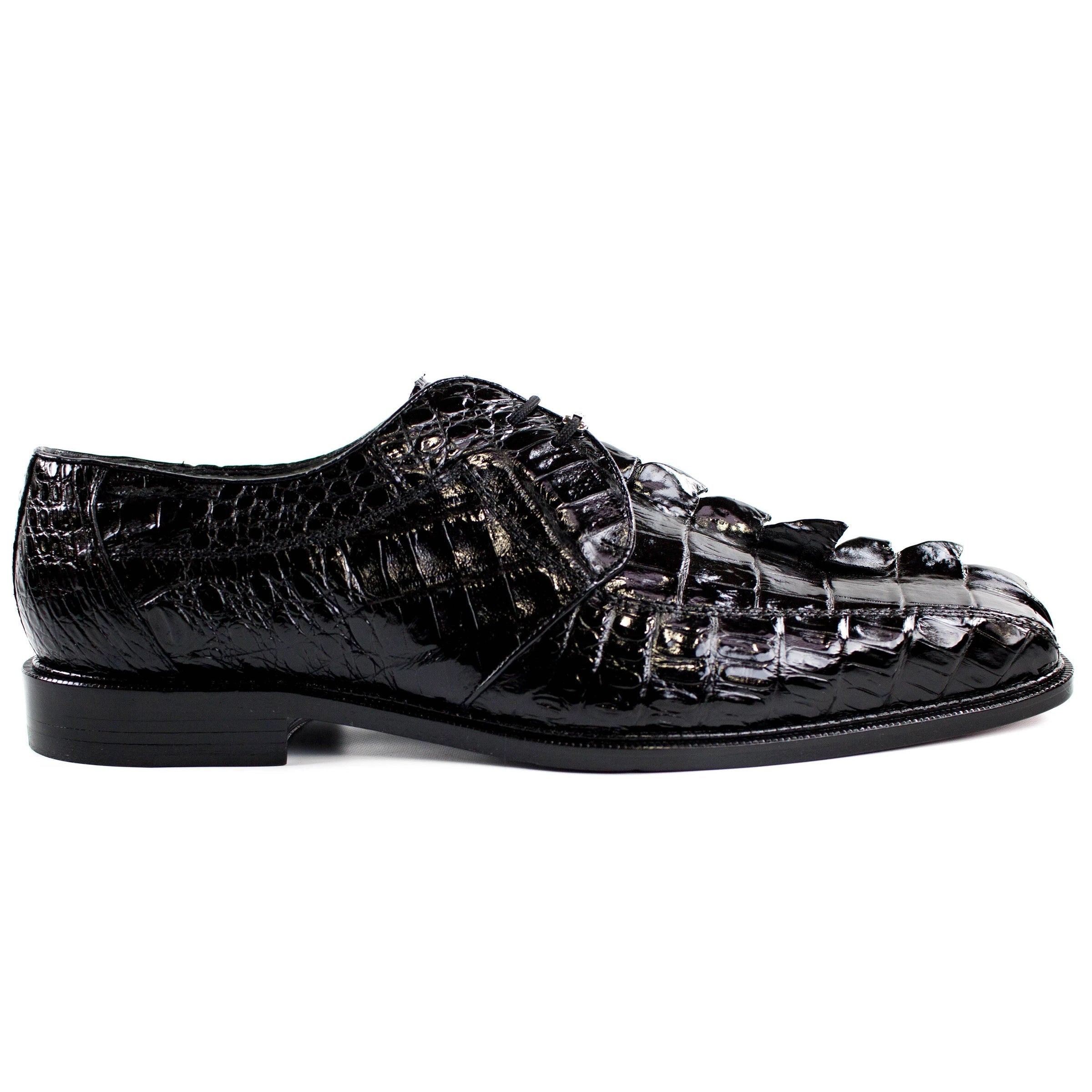 Mens Belvedere Colombo Caiman Crocodile Hornback Dress Shoe in Black - 8 Standard / D / Medium