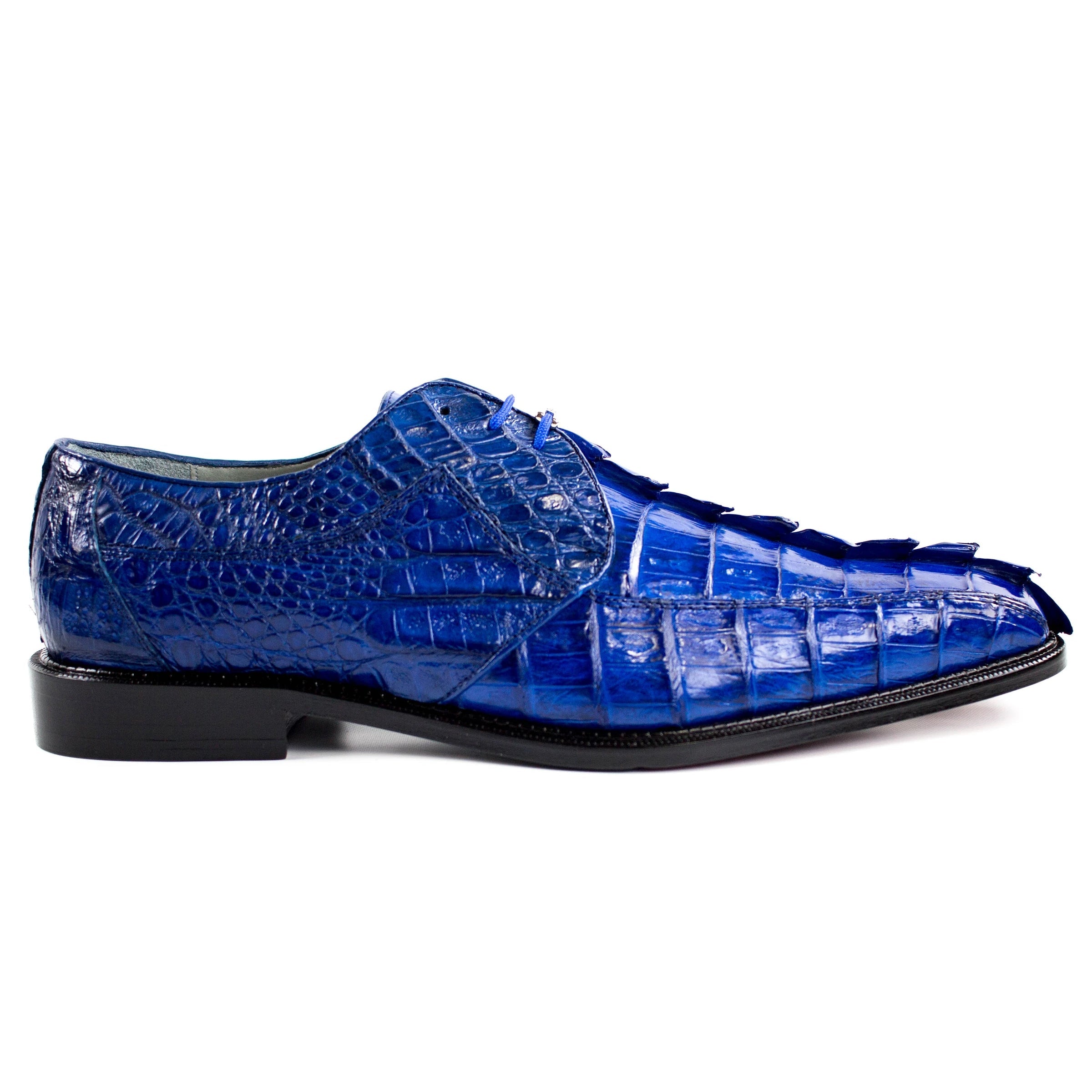 Mens Belvedere Colombo Caiman Crocodile Hornback Dress Shoe in Blue - 8