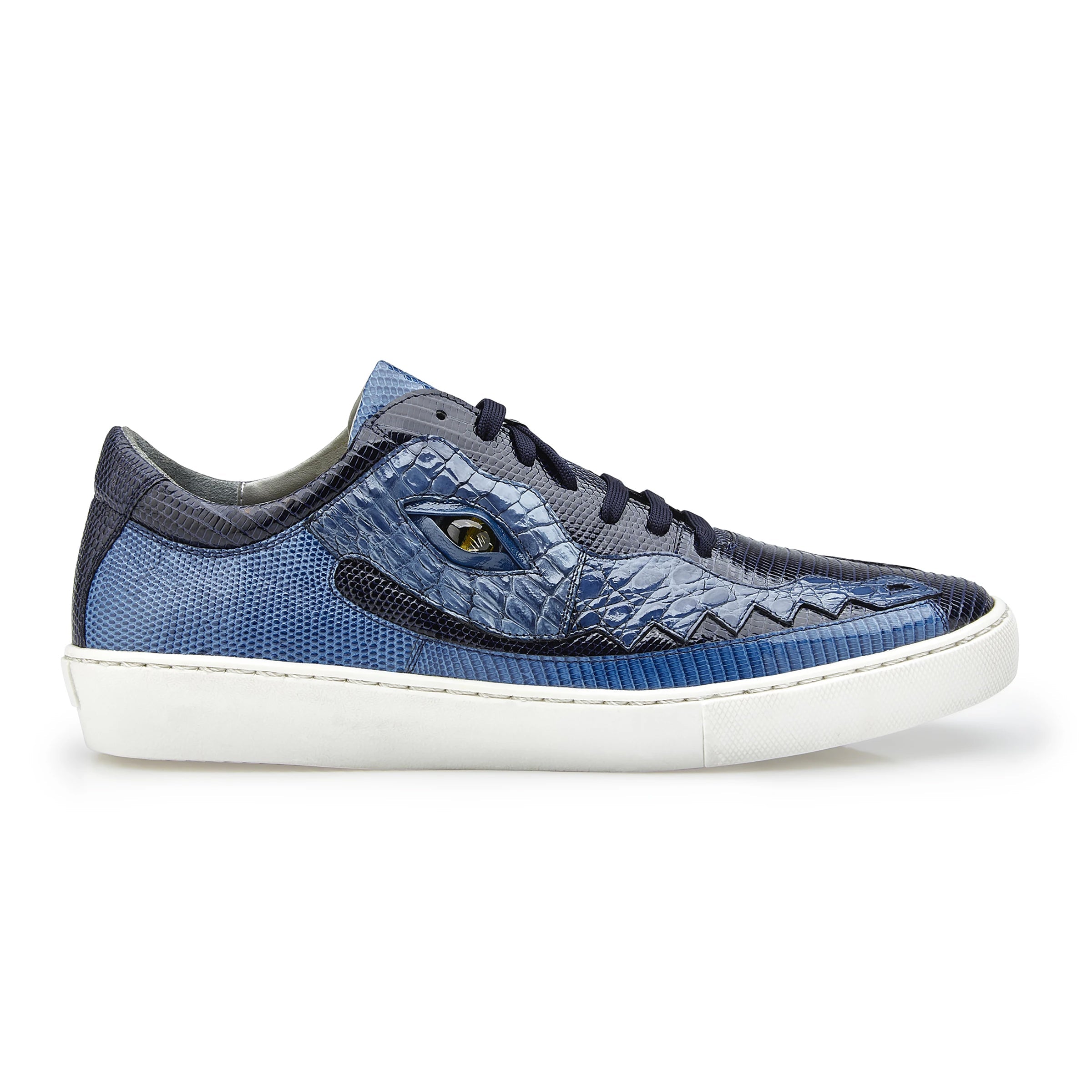 Mens Belvedere Corona Caiman & Lizard Sneaker in Navy - 8