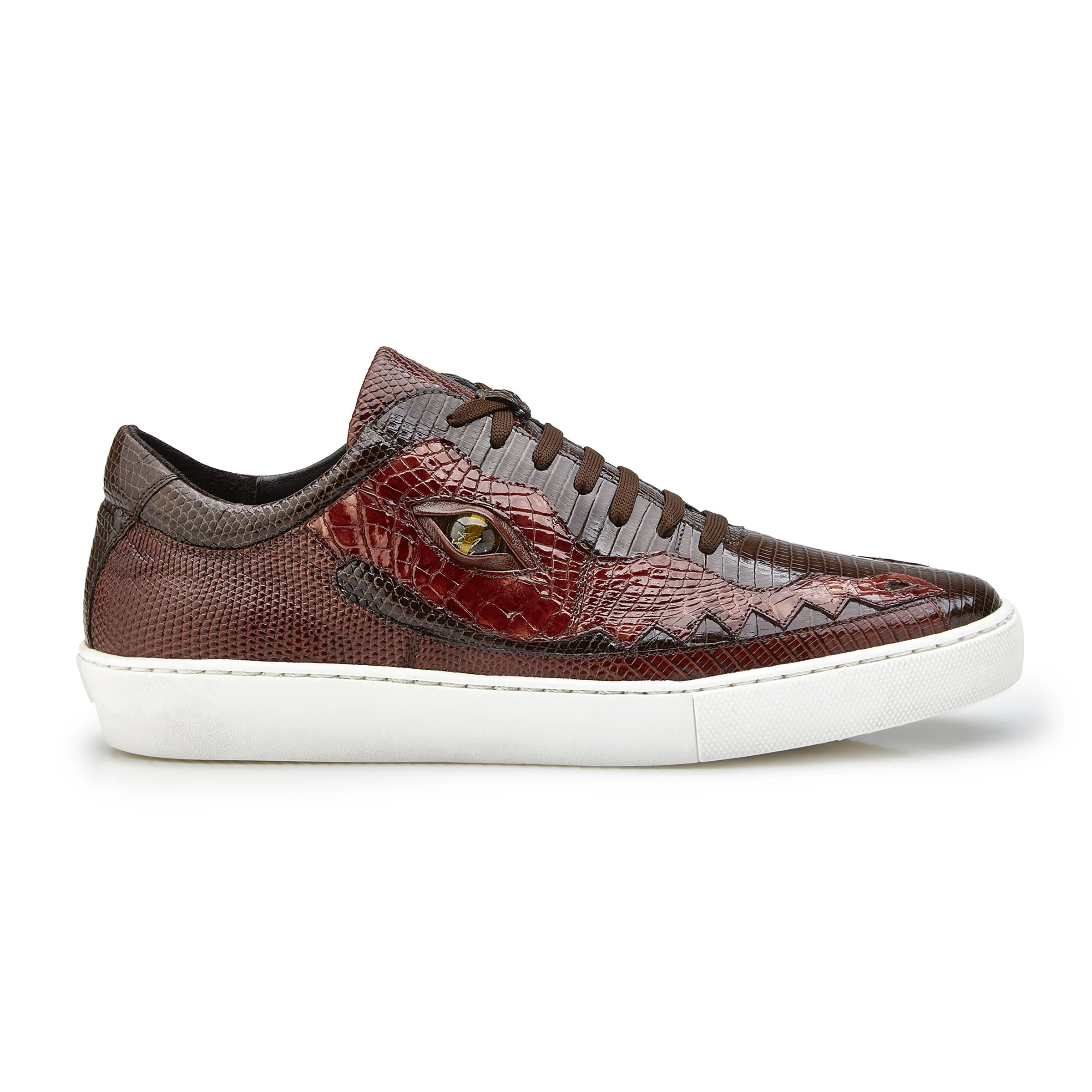 Mens Belvedere Corona Caiman & Lizard Sneaker in Brown - 8