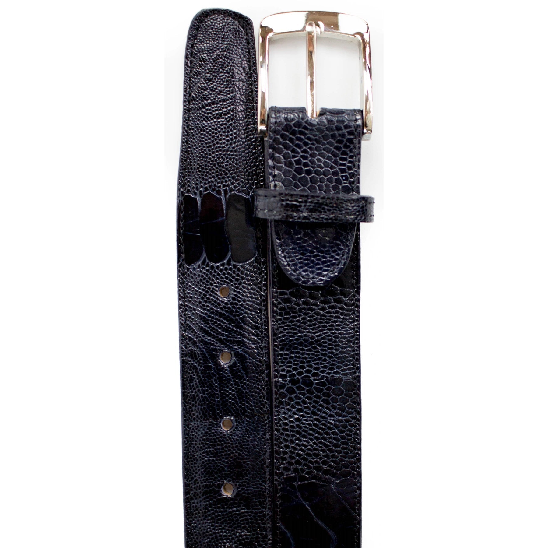 Mens Belvedere Ostrich Leg Dress Belt in Brandy - 44W One Length Fits All | Cut To Length