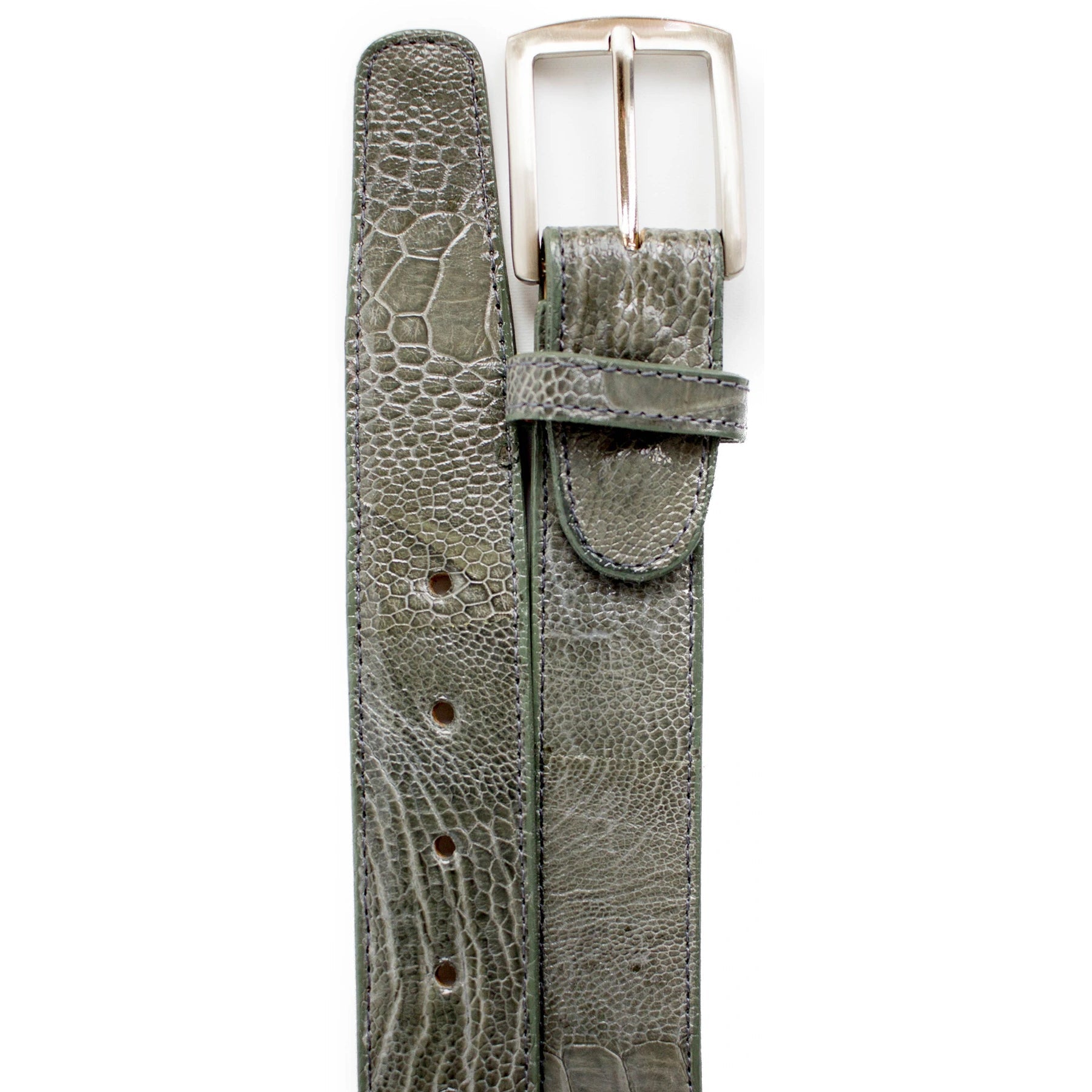 Mens Belvedere Ostrich Leg Dress Belt in Brandy - 44W One Length Fits All | Cut To Length