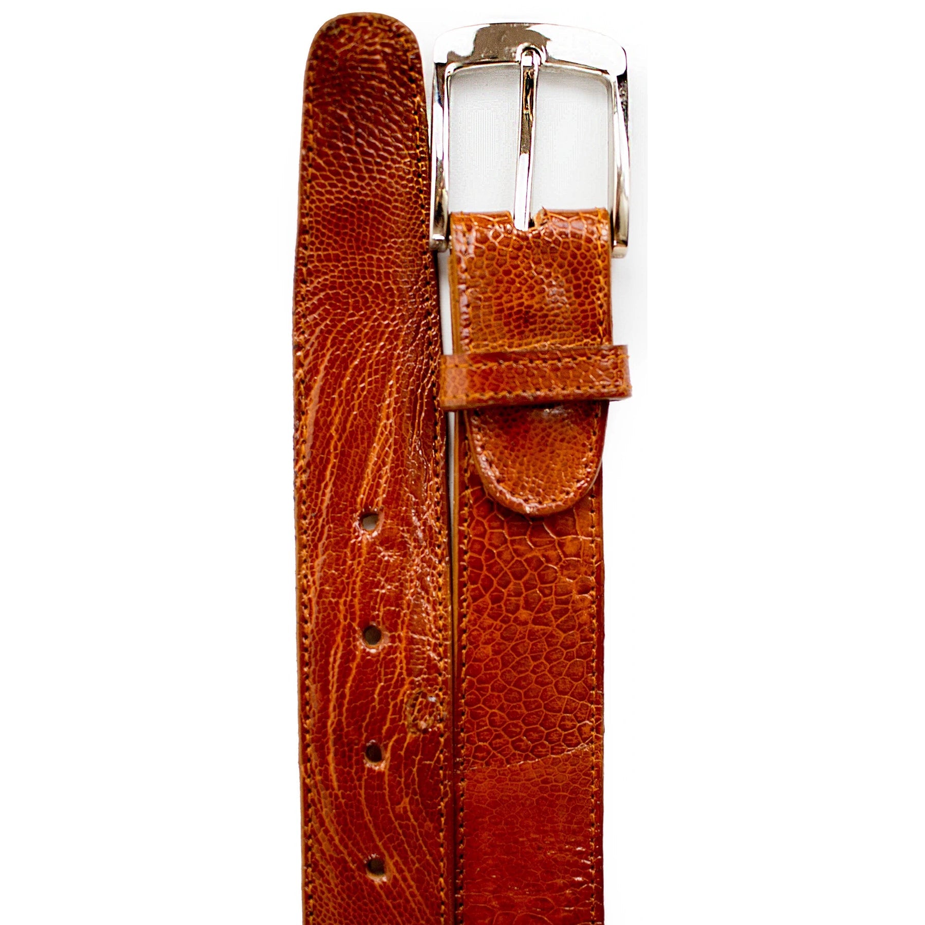 Mens Belvedere Ostrich Leg Dress Belt in Burgundy - 44W One Length Fits All | Cut To Length