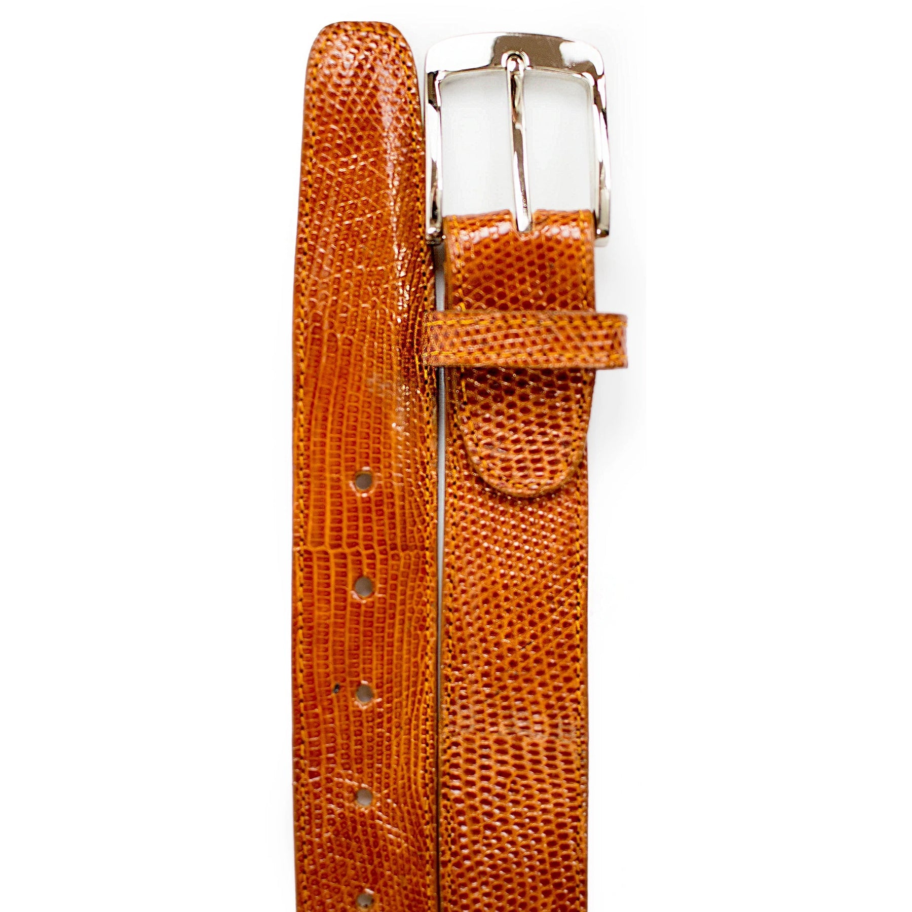 Mens Belvedere Lizard Skin Dress Belt in Tan - 44W One Length Fits All | Cut To Length