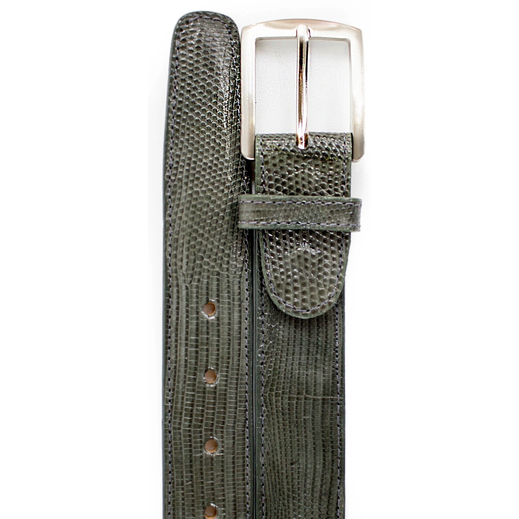 Mens Belvedere Lizard Skin Dress Belt in Grey - 44W One Length Fits All | Cut To Length