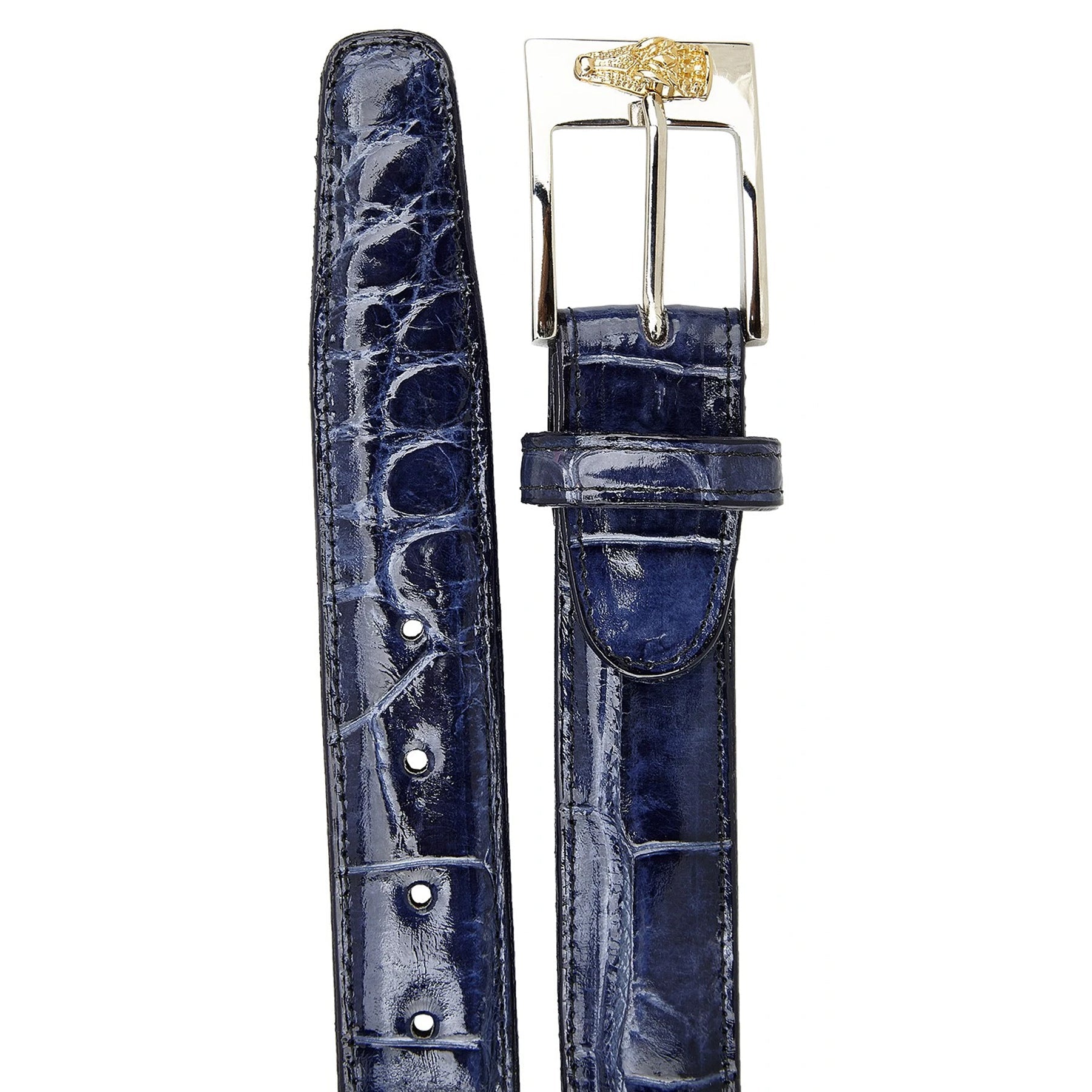 Mens Belvedere Alligator Dress Belt in Peanut - 44W One Length Fits All | Cut To Length