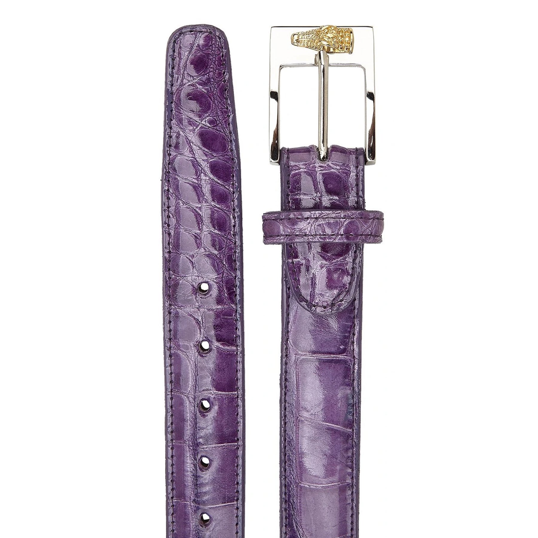 Mens Belvedere Alligator Dress Belt in Purple - 44W One Length Fits All | Cut To Length