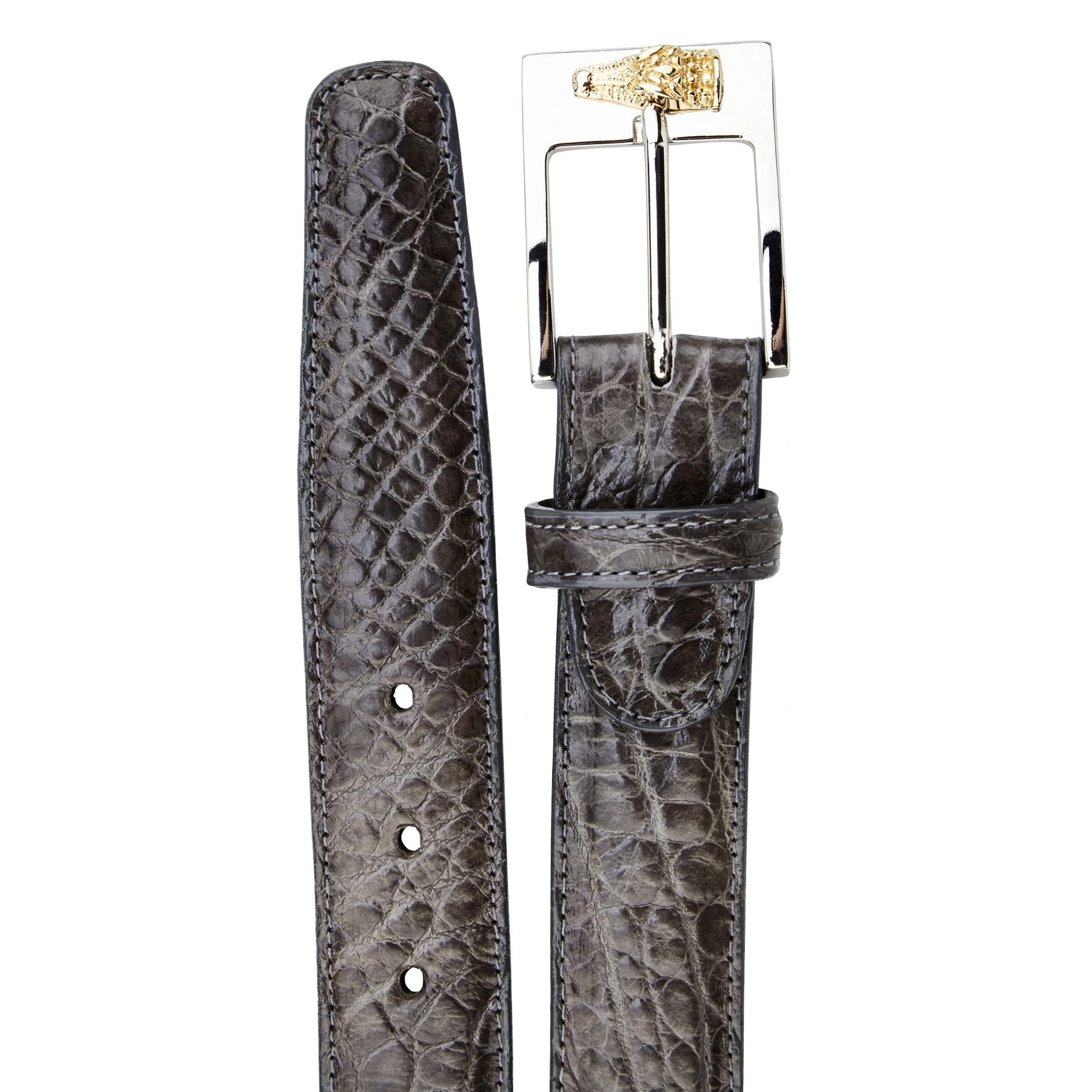 Mens Belvedere Alligator Dress Belt in Sky - 44W One Length Fits All | Cut To Length