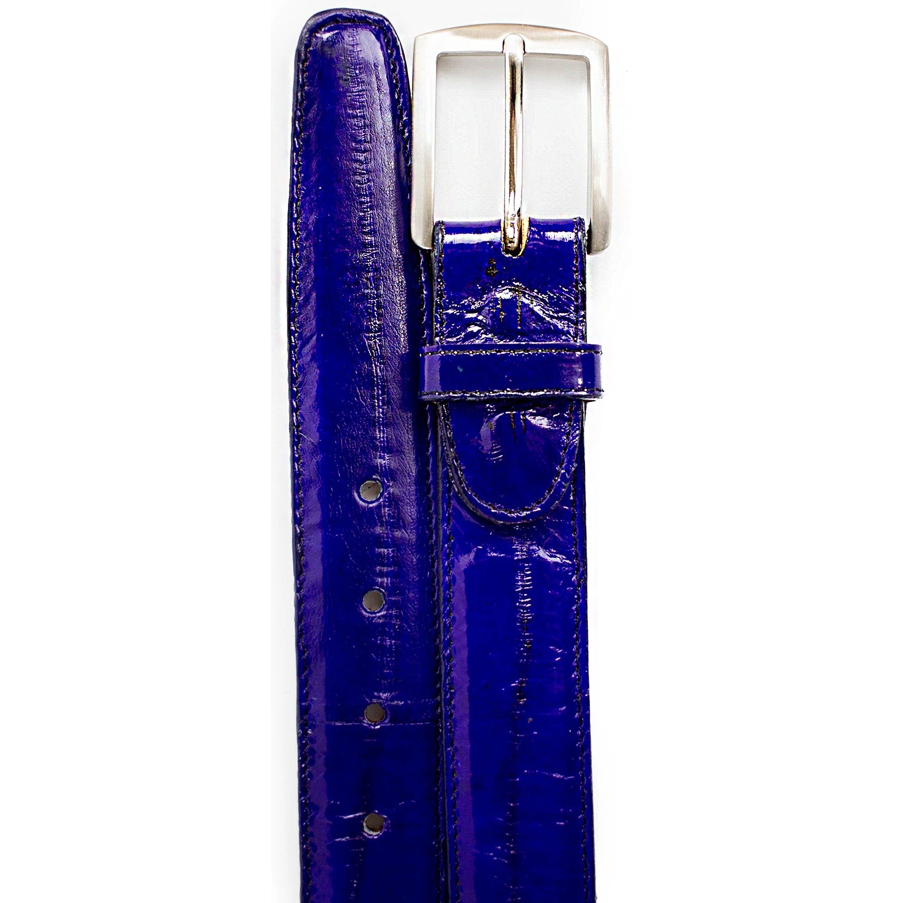 Mens Belvedere Eel Skin Belt in Royal - 44W One Length Fits All | Cut To Length