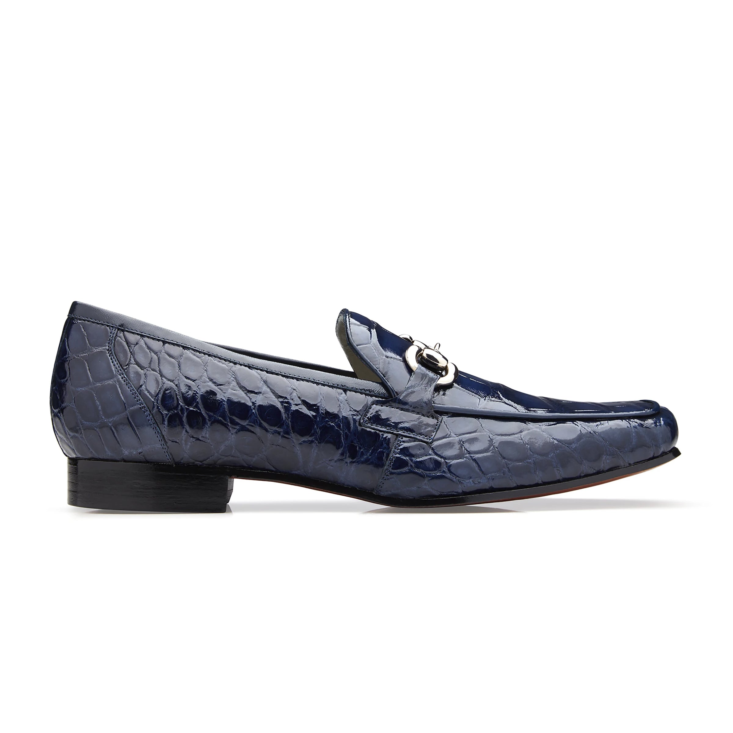 Mens Belvedere Gerald Alligator Dress Loafer Shoe in Navy - 8